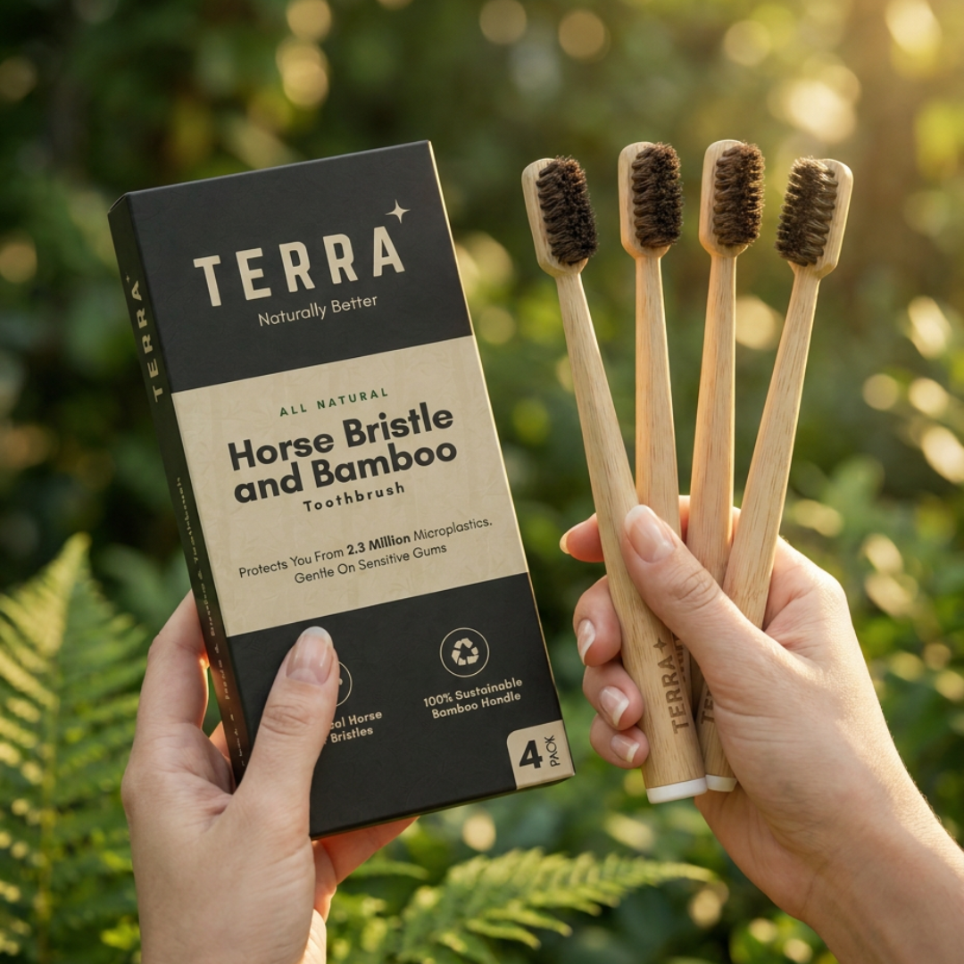 TERRA Horse Bristle & Bamboo Toothbrush (4 Pack)