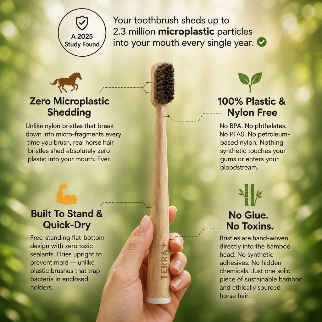 TERRA Horse Bristle & Bamboo Toothbrush (4 Pack)