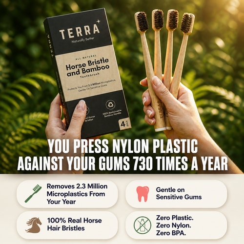 TERRA Horse Bristle & Bamboo Toothbrush (4 Pack)